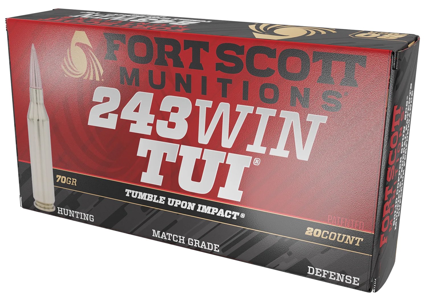 Fort Scott Munitions 243 Win 70-grain TUI Solid Copper Spun rifle ammunition 20rd