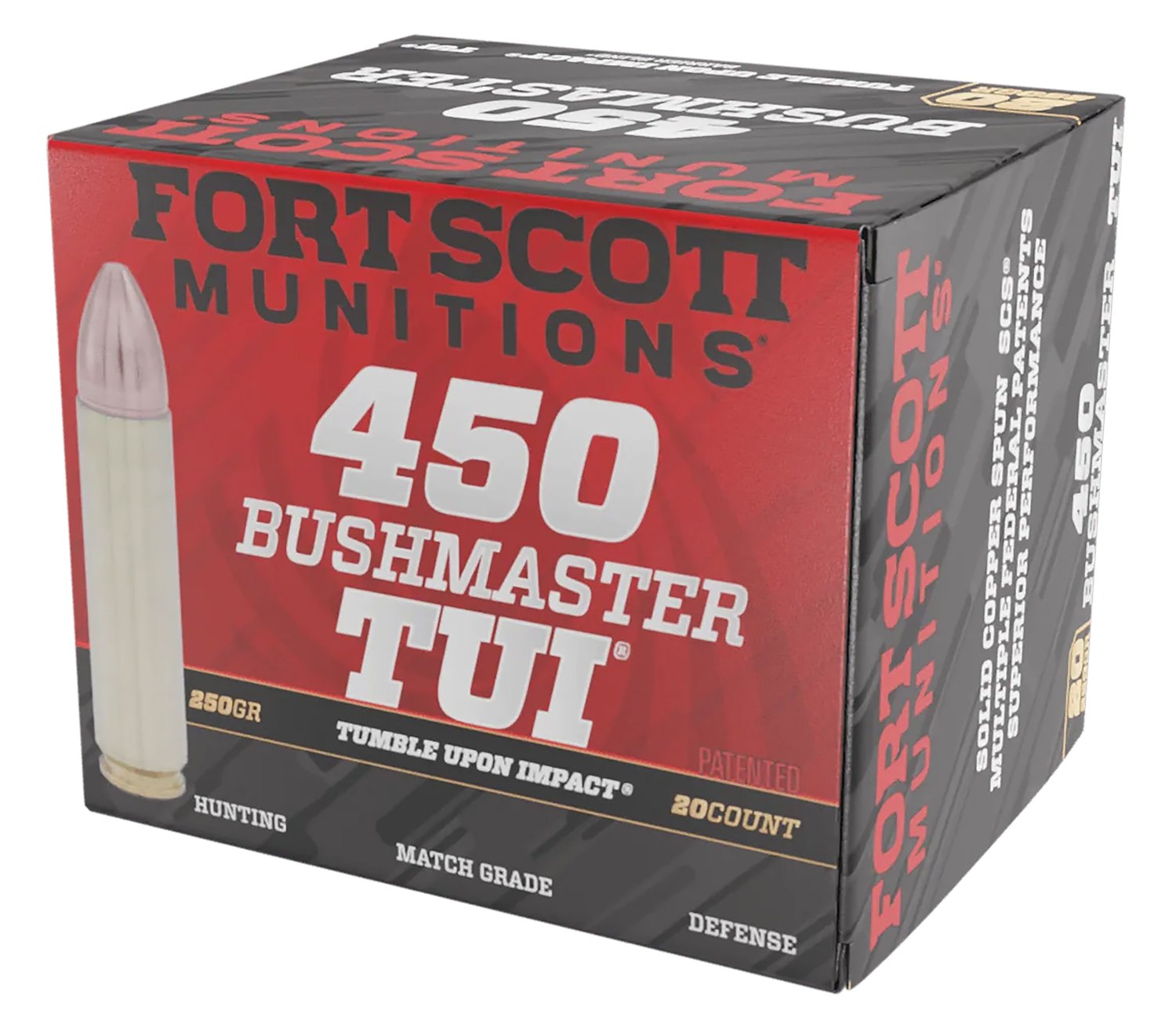 Fort Scott Munitions TUI 450 Bushmaster 250gr Solid Copper Spun ammunition 20rd box