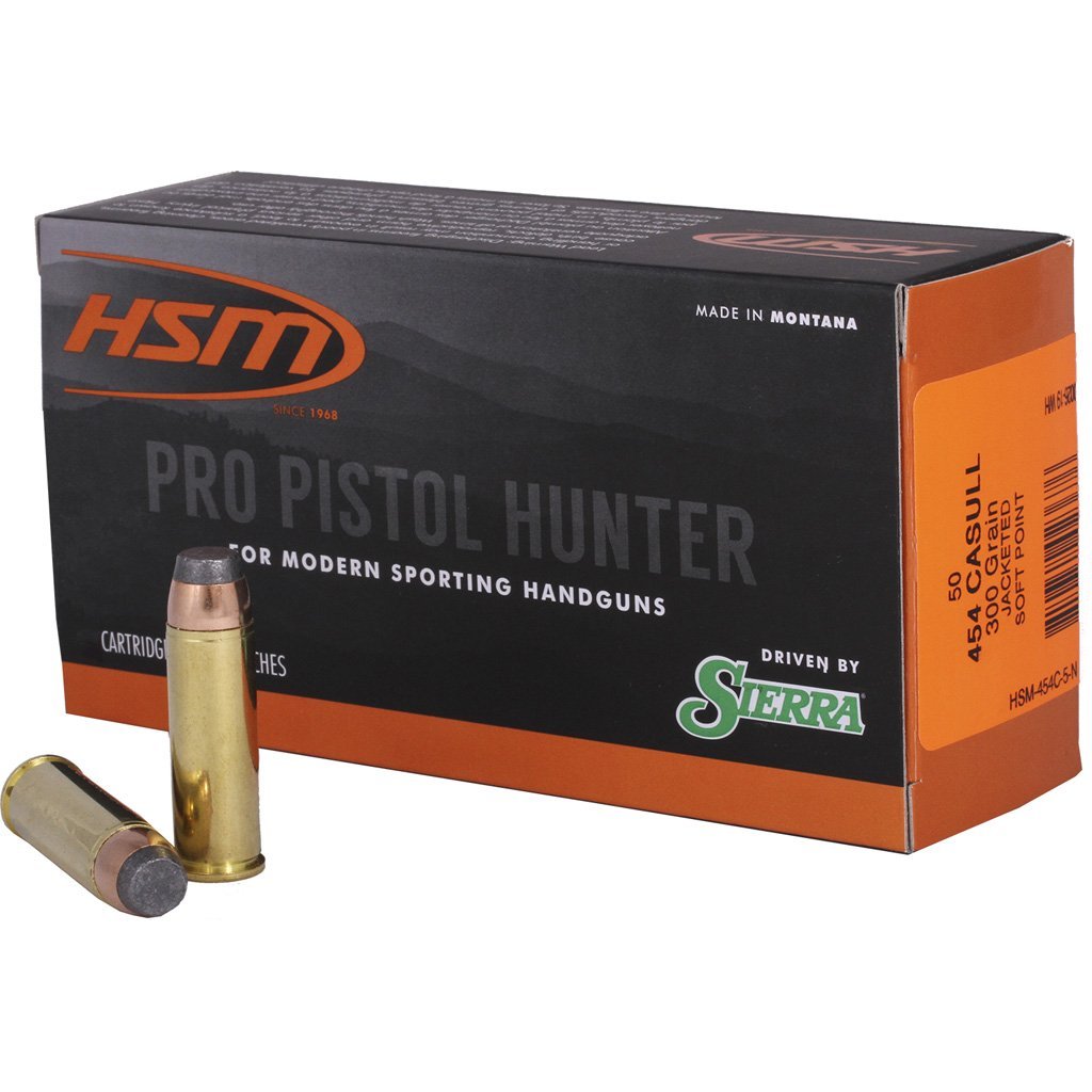 HSM Pro Pistol Hunter 454 Casull 300-grain JSP ammunition