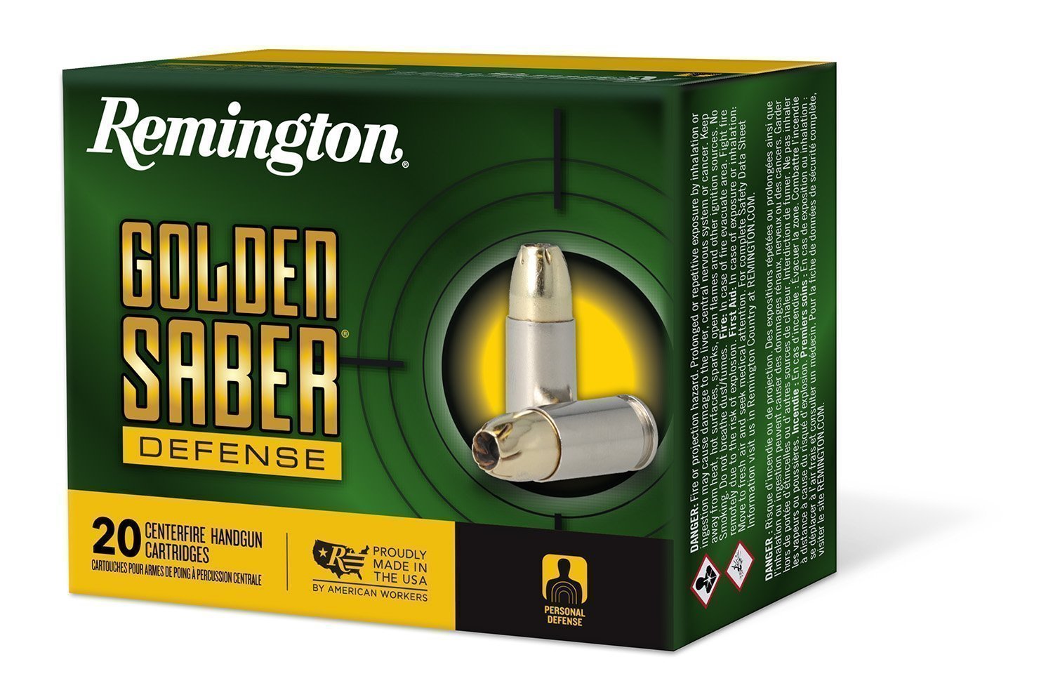 Remington Golden Saber Defense .40 S&W 180-grain Brass Jacketed Hollow Point ammunition