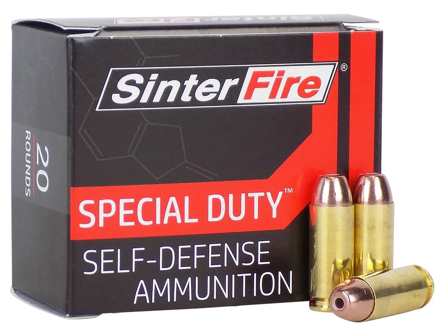 Sinterfire Special Duty 10mm 125-grain Lead-Free Frangible Hollow Point ammunition box, 20 rounds