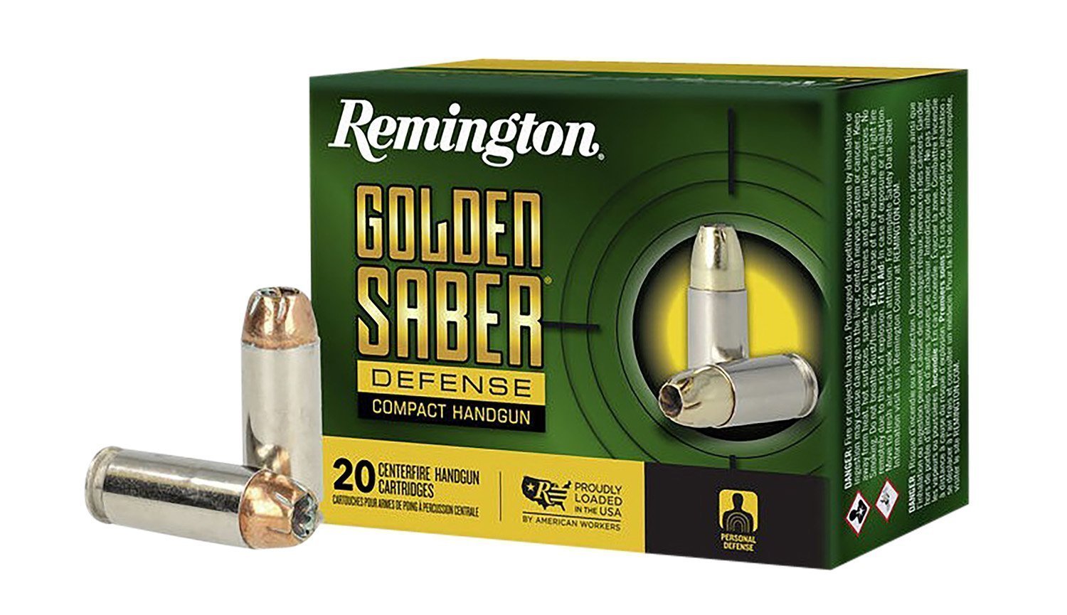 Remington Golden Saber Defense 10mm Auto 180-grain Brass Jacketed Hollow Point ammunition
