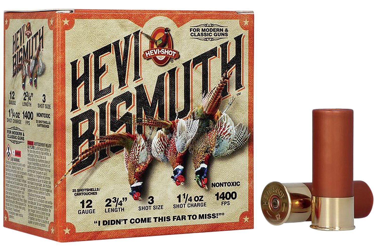 HEVI-Shot HEVI-Bismuth 12 Gauge 2-3/4" 1-1/4 oz #3 shotshells