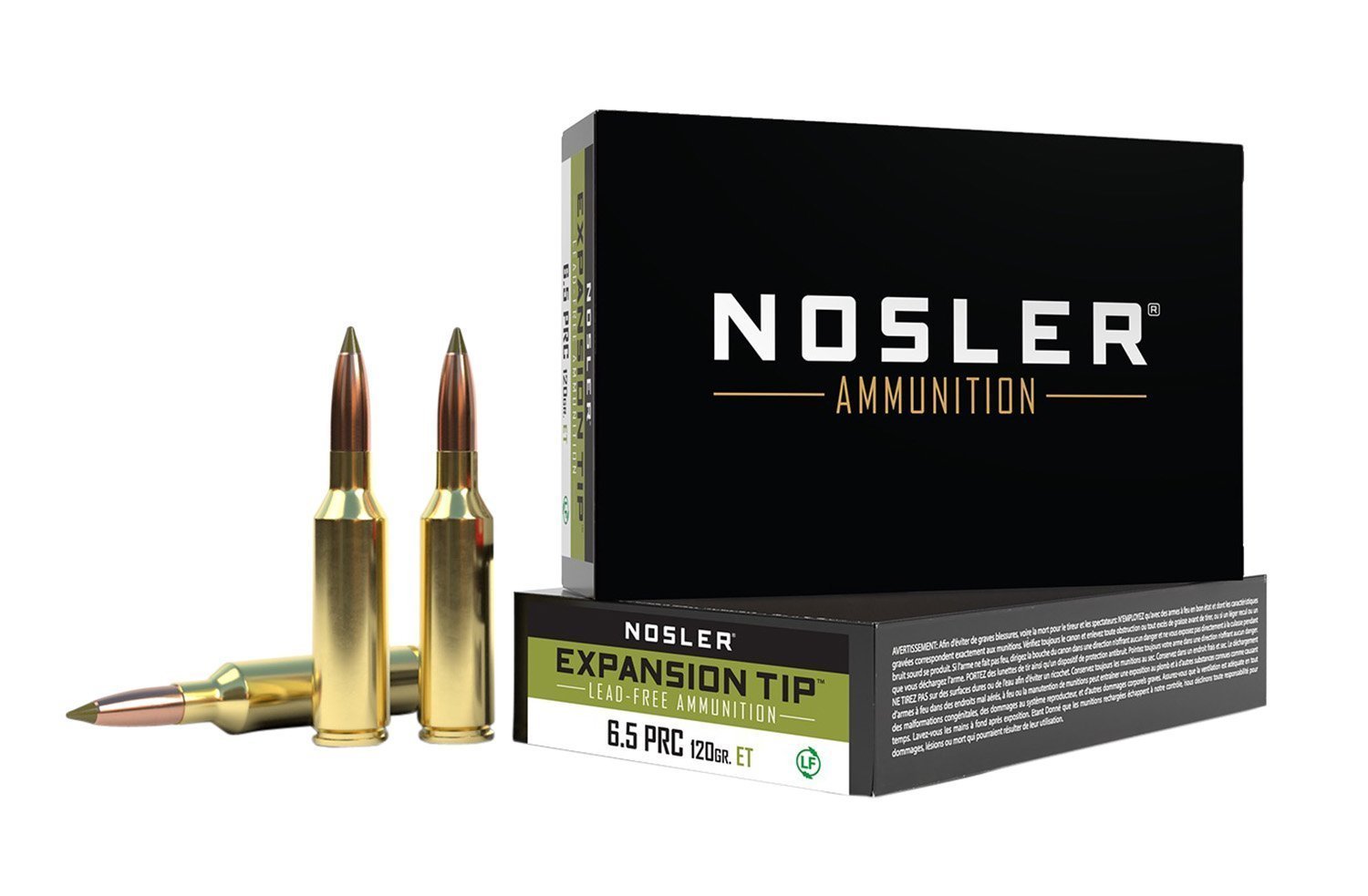 Nosler E-Tip 6.5 PRC 120-grain Spitzer E-Tip lead-free ammunition 20rd