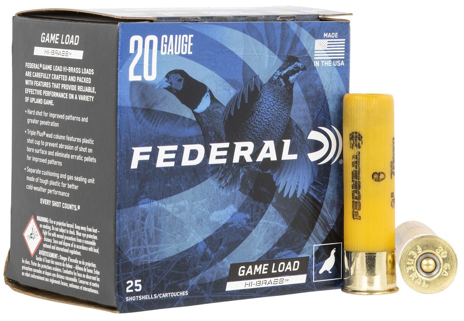 Federal Game-Shok Hi-Brass 20 Gauge 3-inch 1-1/4 oz #6 copper-plated lead shot
