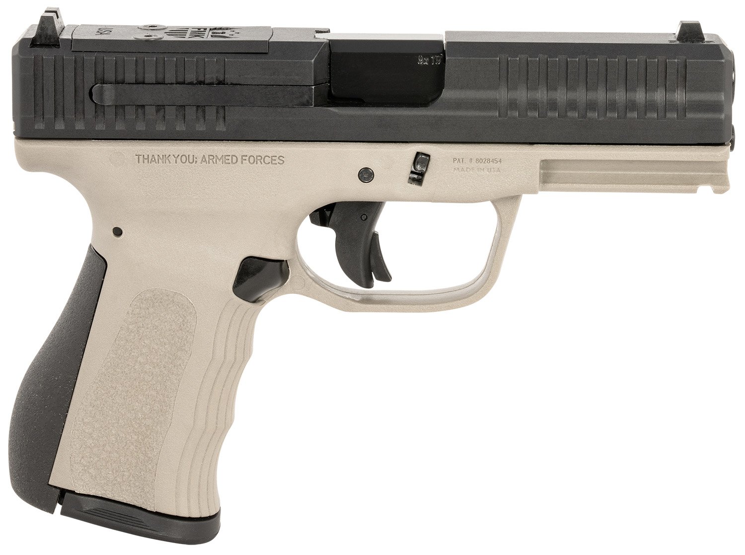 FMK FMKG49TG G3  9mm Luger 14+1 4" Stainless Steel Barrel, Black Optic Cut/Serrated Carbon Steel Slide, Titanium Gray Polymer Frame w/Picatinny Rail, Black Backstrap Grip