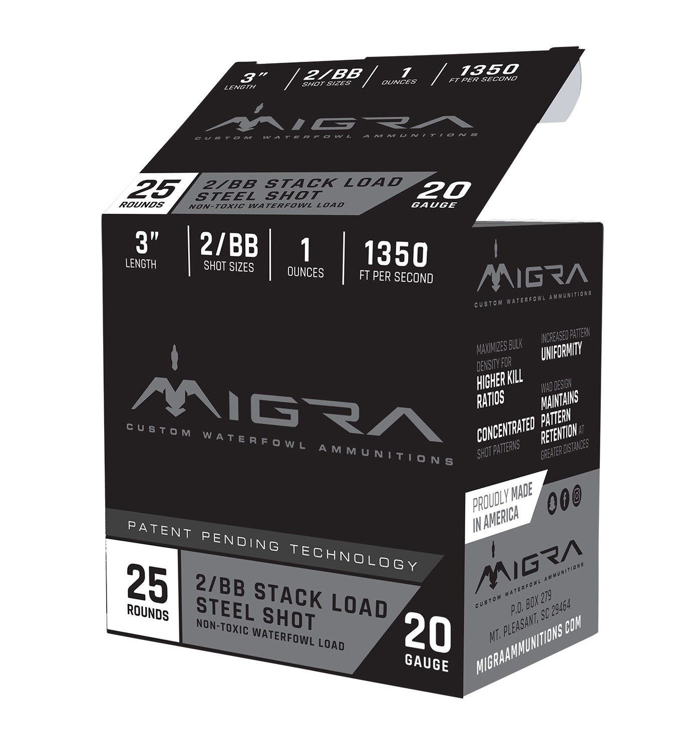 Migra Staxd 20 Gauge 3in 1 oz #4/#6 Steel Shot 25-count ammunition