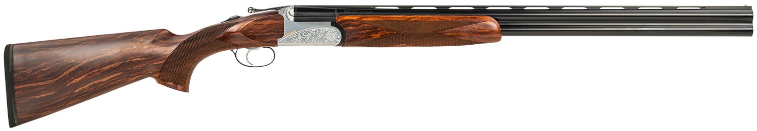 Fausti Usa, Inc 15602 Caledon  16 Gauge 2.75" 2rd 28" Blued Barrel, Engraved Stainless Rec, Wood Laser Grain Stock, Metallic Bead Sight