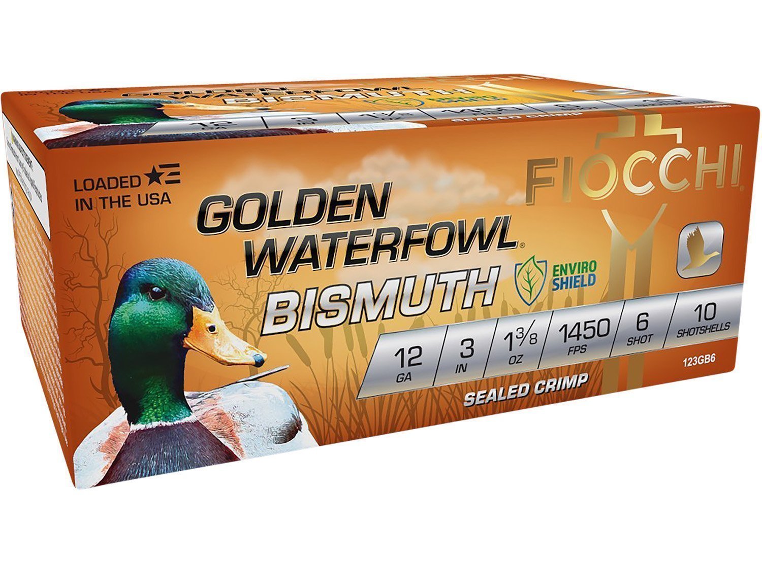Fiocchi Golden Waterfowl Bismuth 12GA 3in 1-3/8oz #6 ammunition