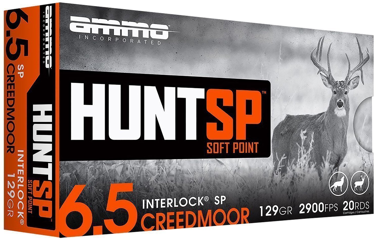 Ammo Inc Hunt SP 6.5mm Creedmoor 129-grain InterLock Soft Point ammunition