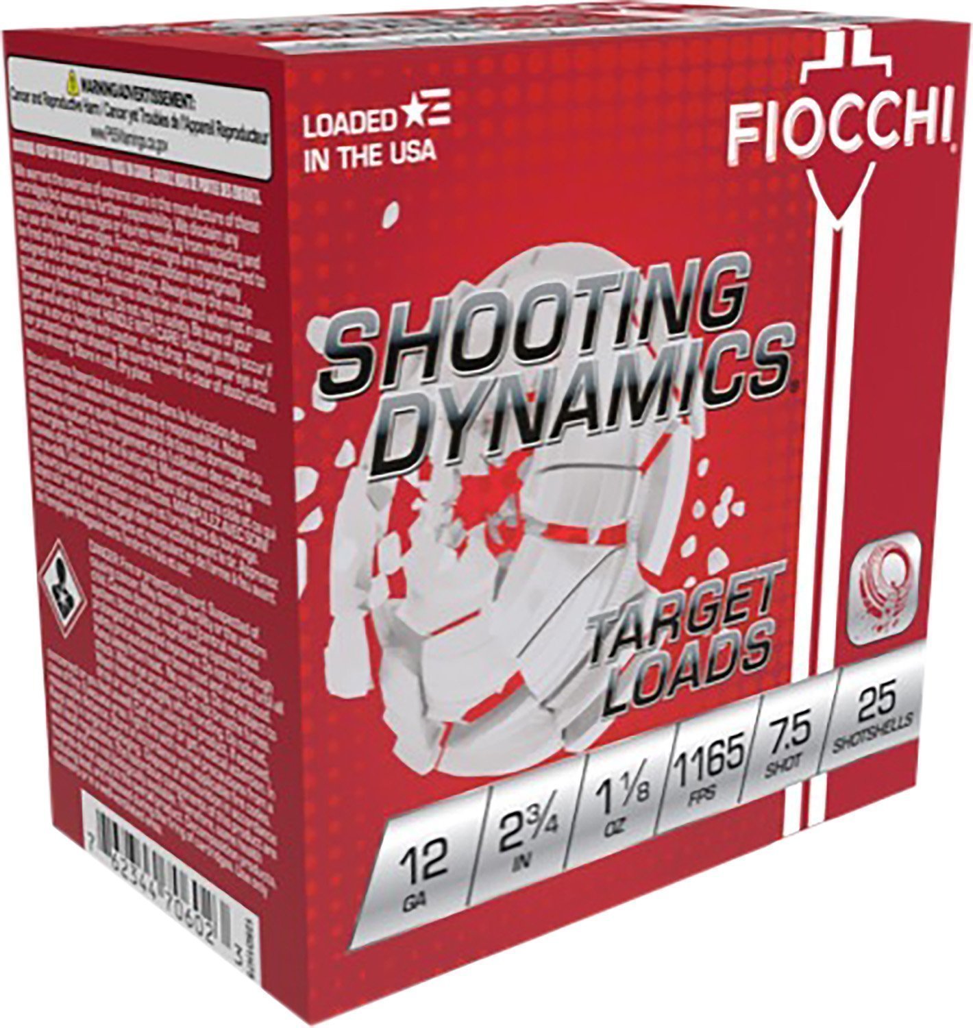 Fiocchi Shooting Dynamics 12 Gauge 2.75 in 1-1/8 oz #7 1/2 shot 25rd