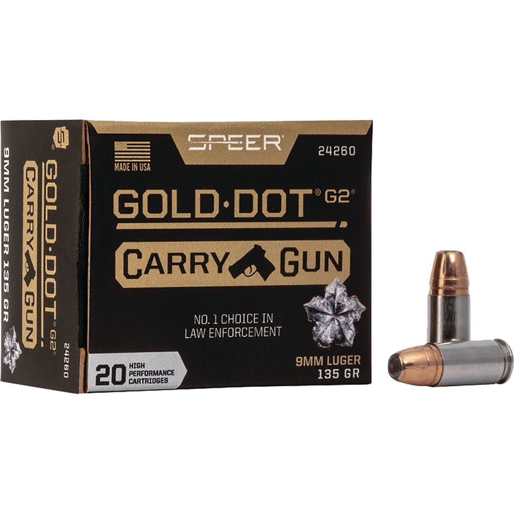Speer Gold Dot Carry Gun 9mm 135-grain Gold Dot Hollow Point ammunition