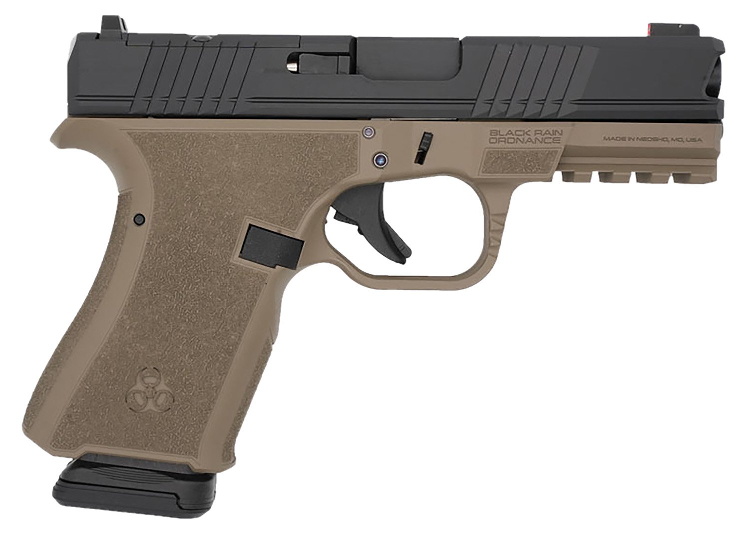 Black Rain Ordnance FL9MMFDEBLK   Compact Frame 9mm 15+1 4" Stainless Steel Slide