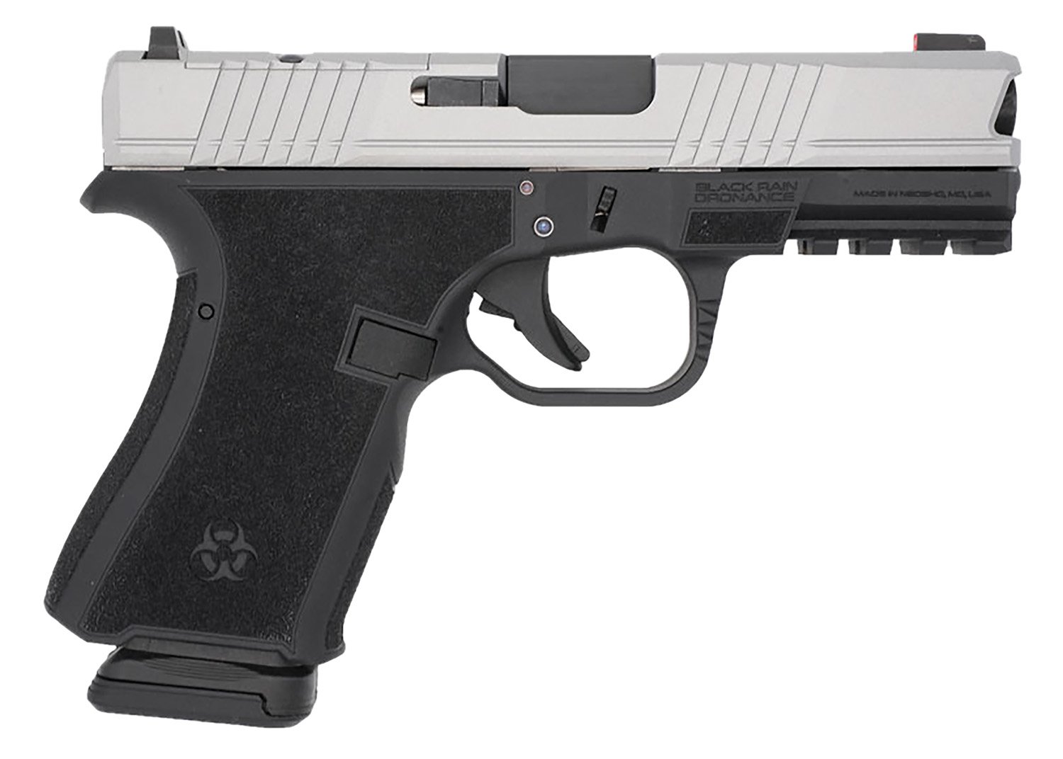 Black Rain Ordnance FL9MMBLKSM   Compact Frame 9mm 15+1 4" Stainless Steel Slide