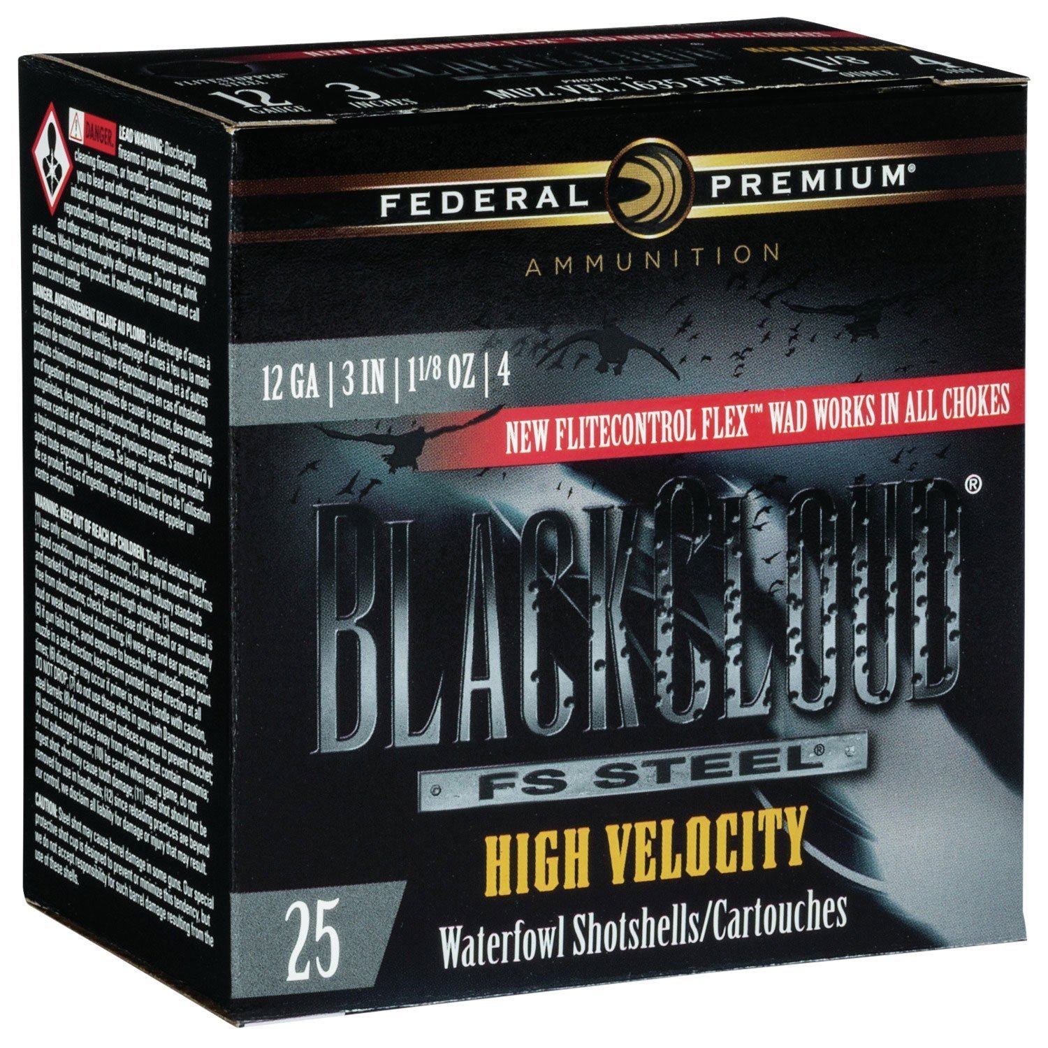 Federal Black Cloud FS Steel High Velocity 12 Gauge #4 1-1/8 oz shotshells