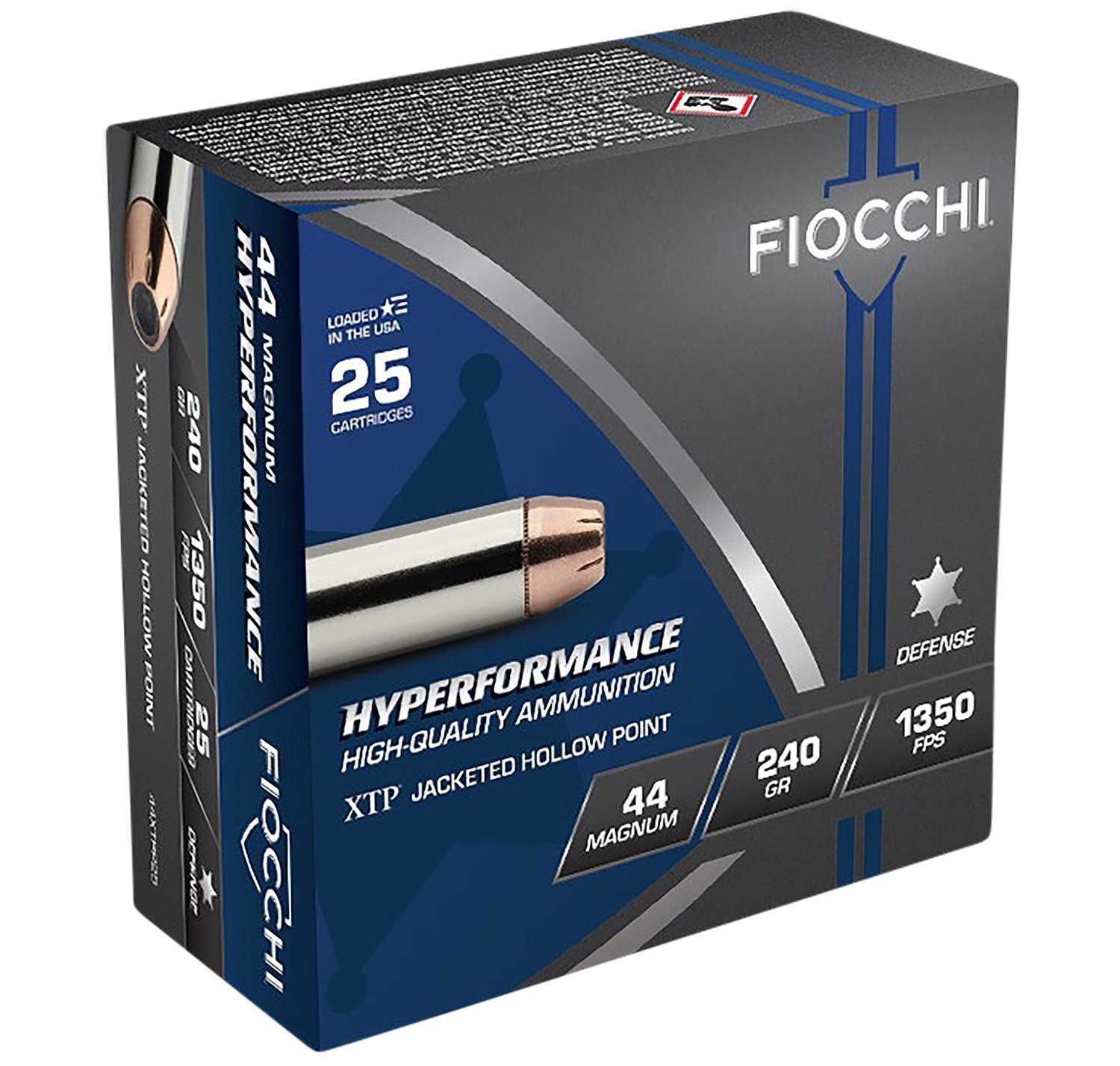 Fiocchi .44 Magnum 240-grain XTP Hollow Point ammunition 25-count box