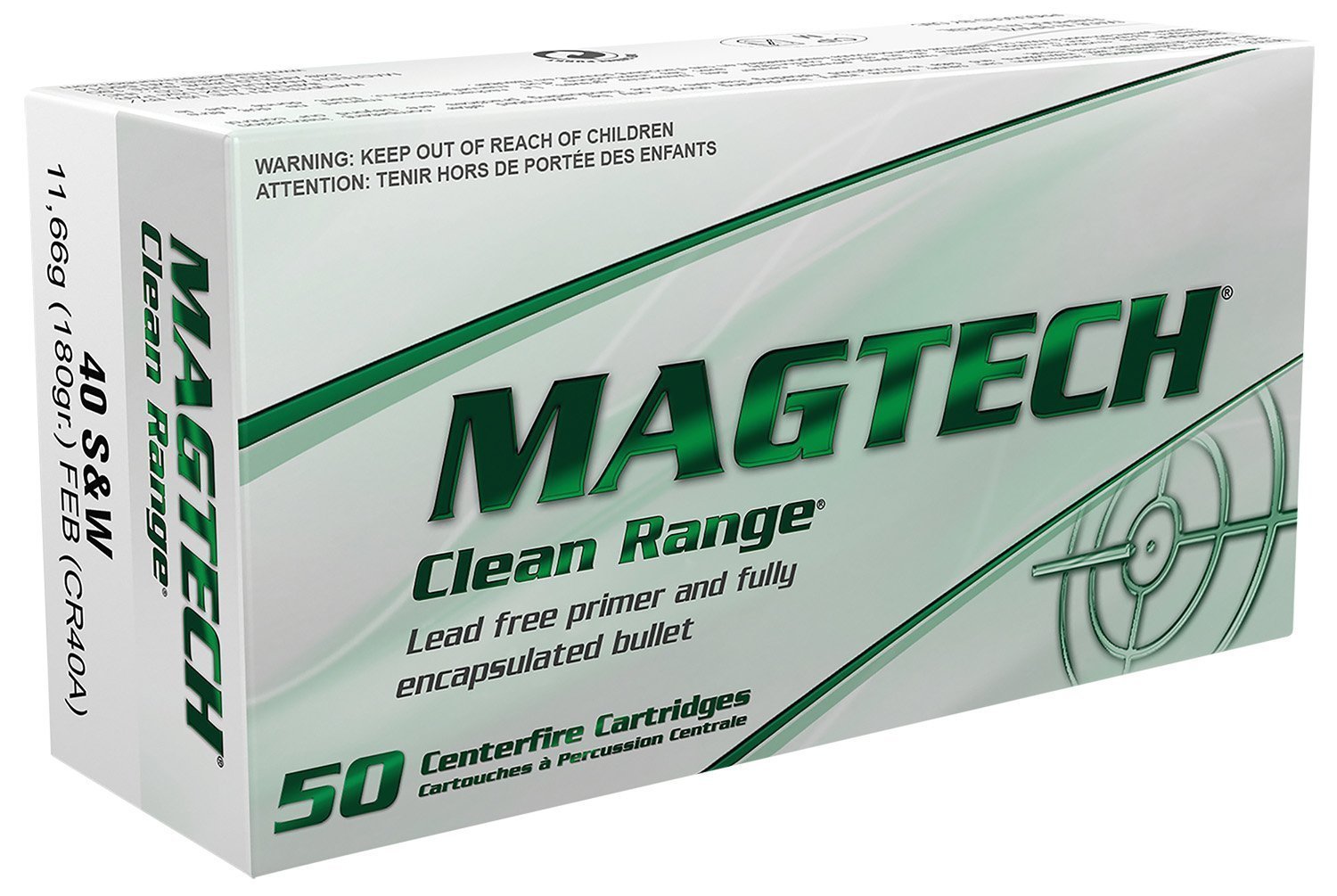 Magtech CR40A Clean Range .40 S&W 180gr Fully Encapsulated ammunition