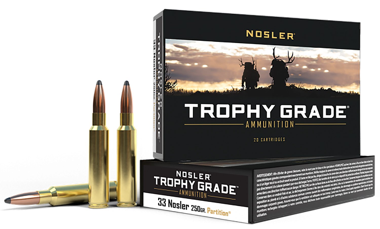 Nosler Trophy Grade .33 Nosler 250-grain Spitzer Partition ammunition 20/box