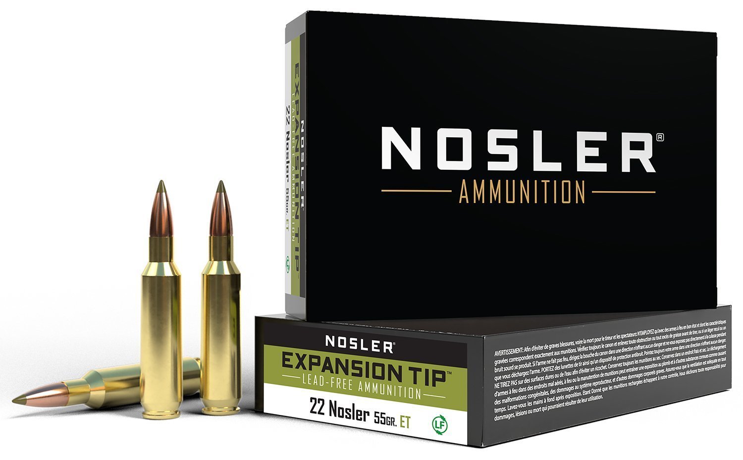 Nosler E-Tip .22 Nosler 55-grain E-Tip lead-free rifle ammunition