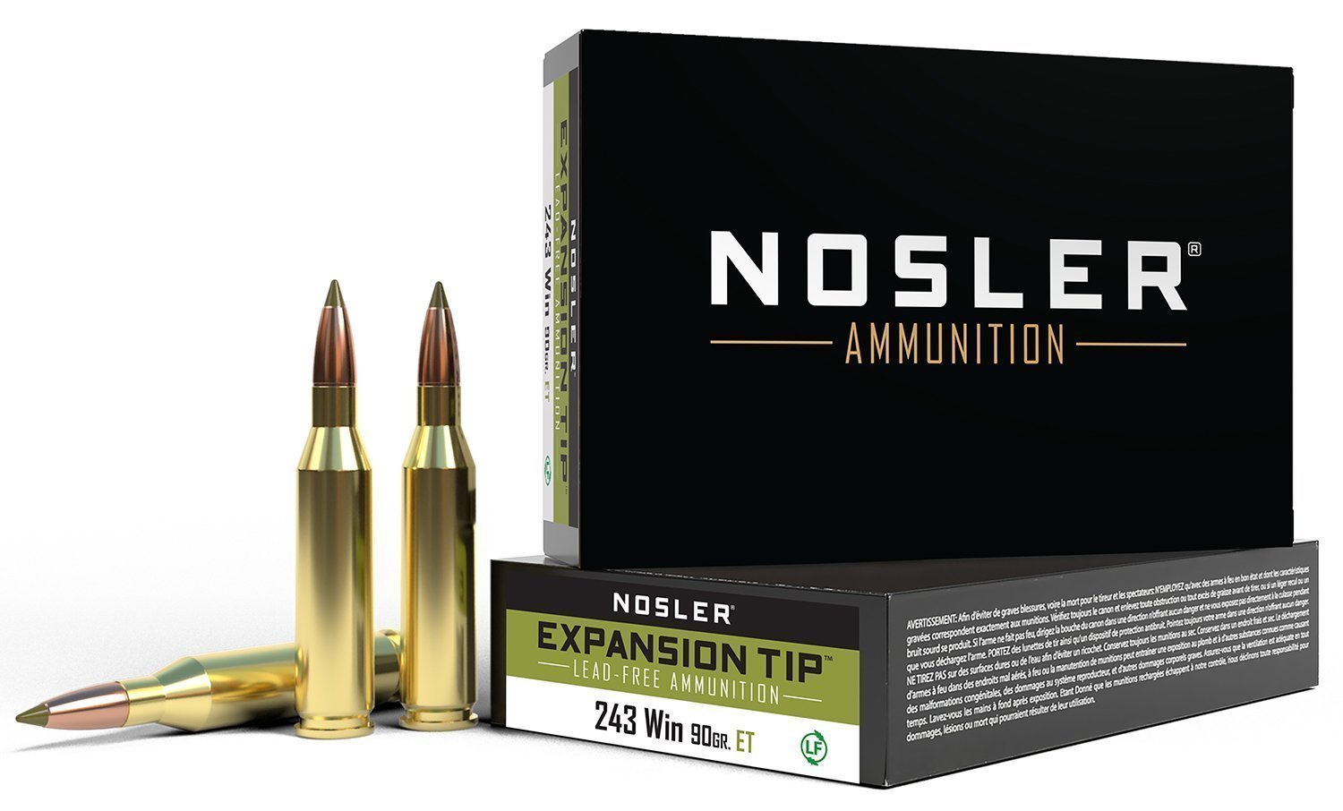 Nosler E-Tip Lead-Free .243 Winchester 90-grain E-Tip ammunition