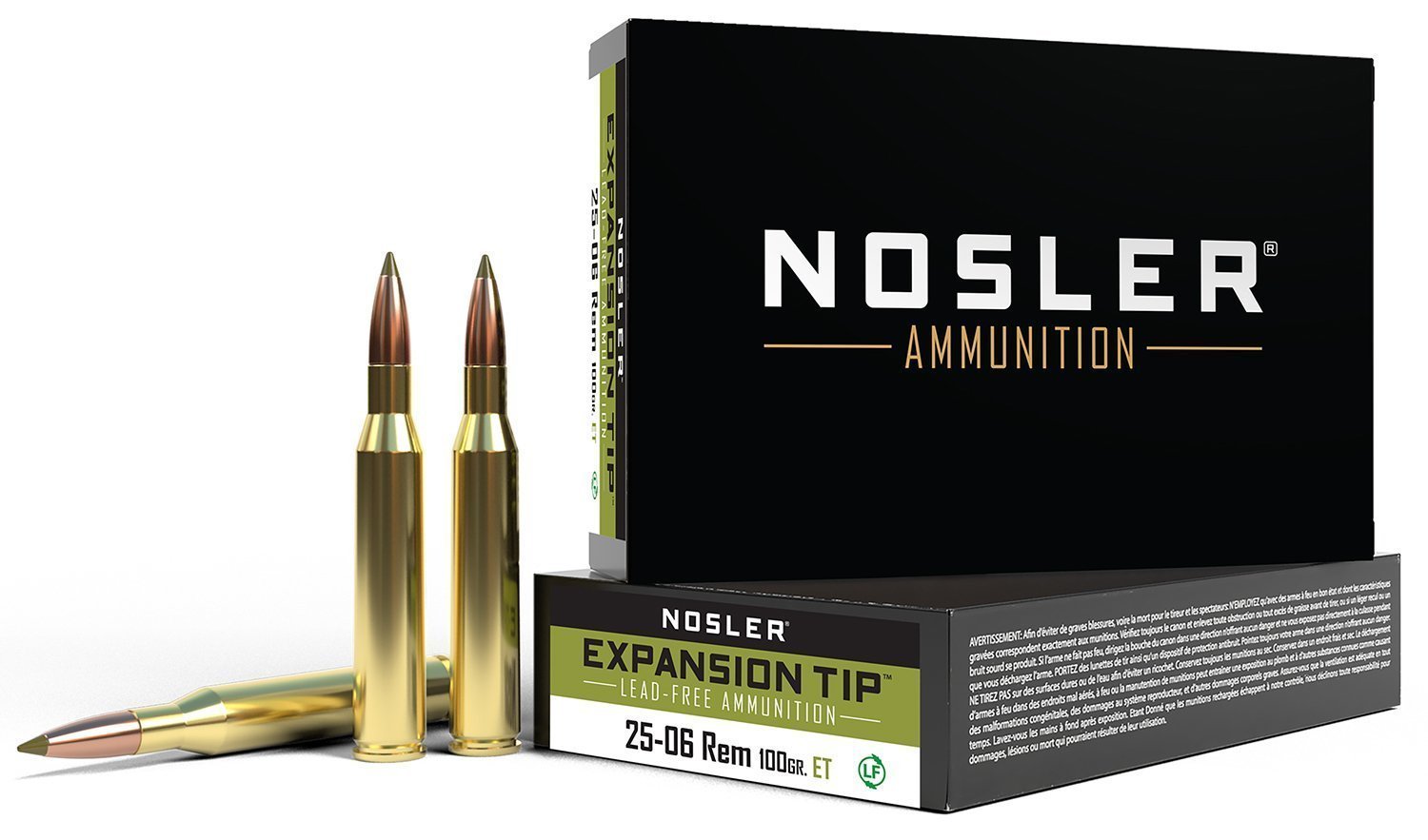 Nosler E-Tip 25-06 Remington 100-grain E-Tip lead-free rifle ammunition
