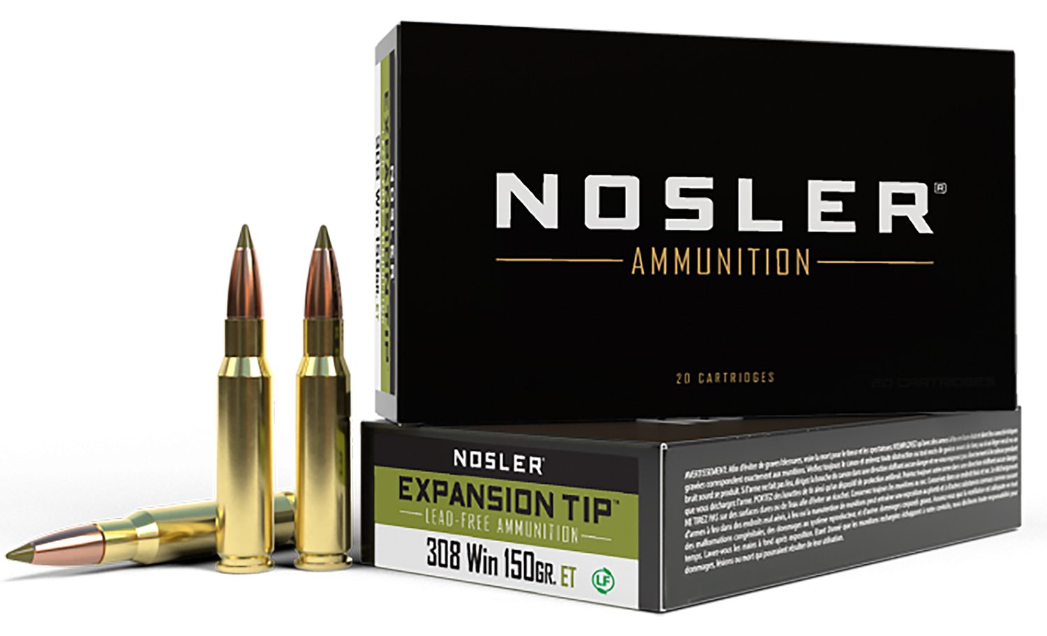 Nosler Expansion Tip .308 Win 150-grain E-Tip lead-free ammunition