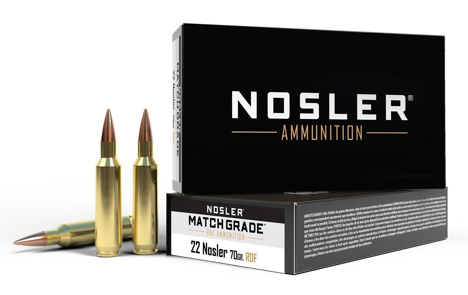 Nosler Match Grade RDF .22 Nosler 70-grain RDF Hollow Point Boat-Tail ammunition