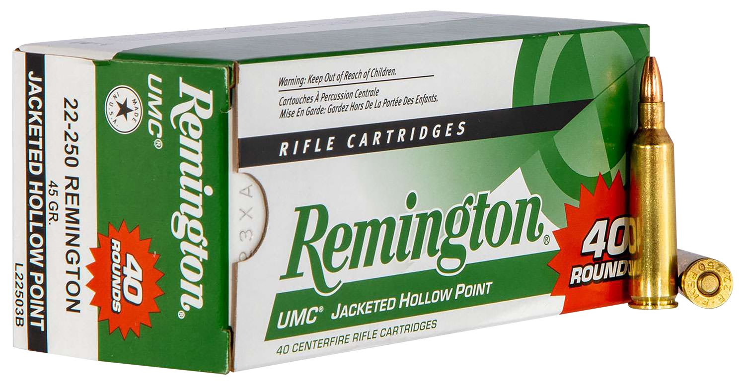 Remington UMC 22-250 Rem 45-grain Jacketed Hollow Point ammunition