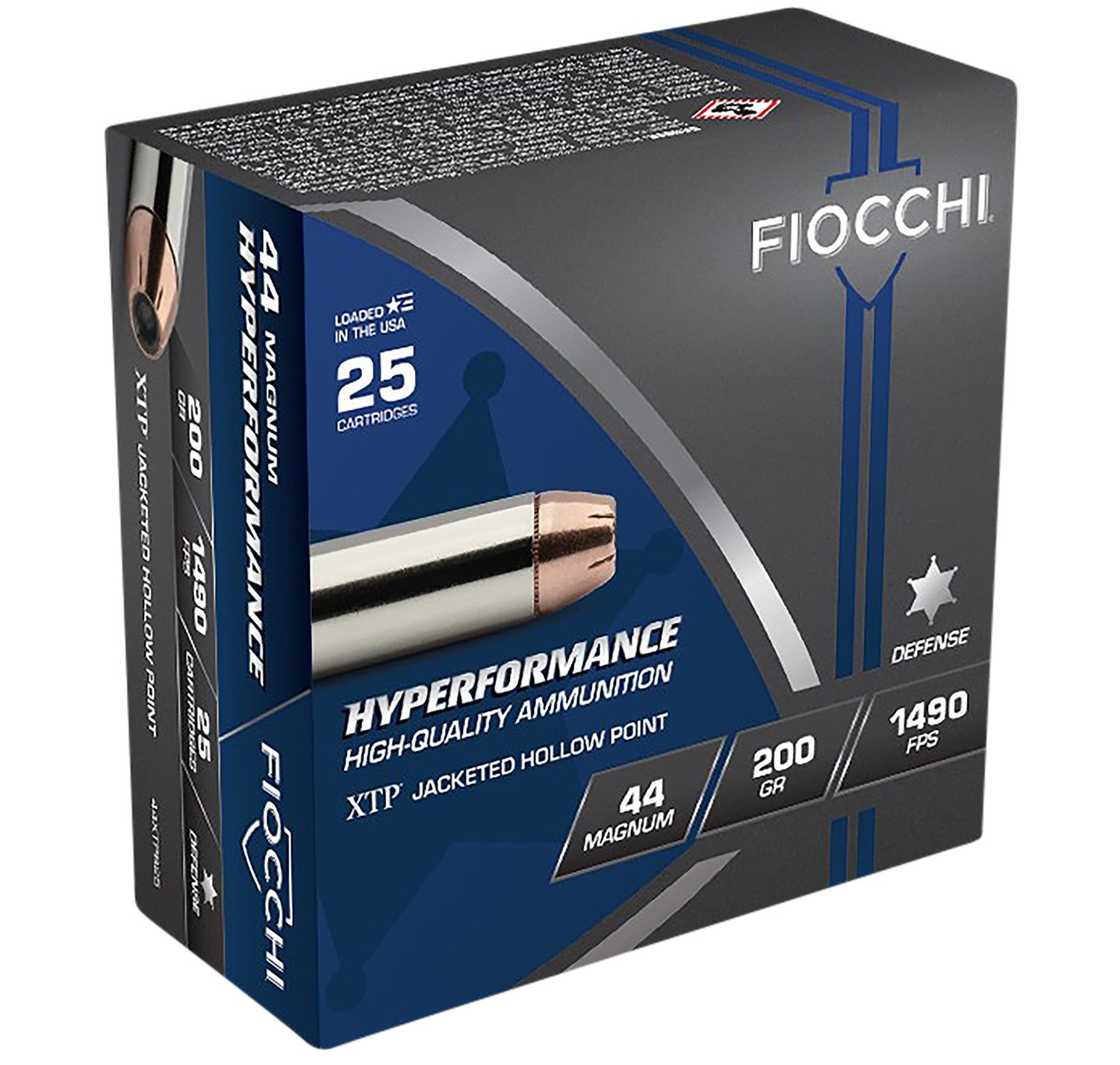 Fiocchi .44 Magnum 200-grain Hornady XTP Hollow Point ammunition 25-count