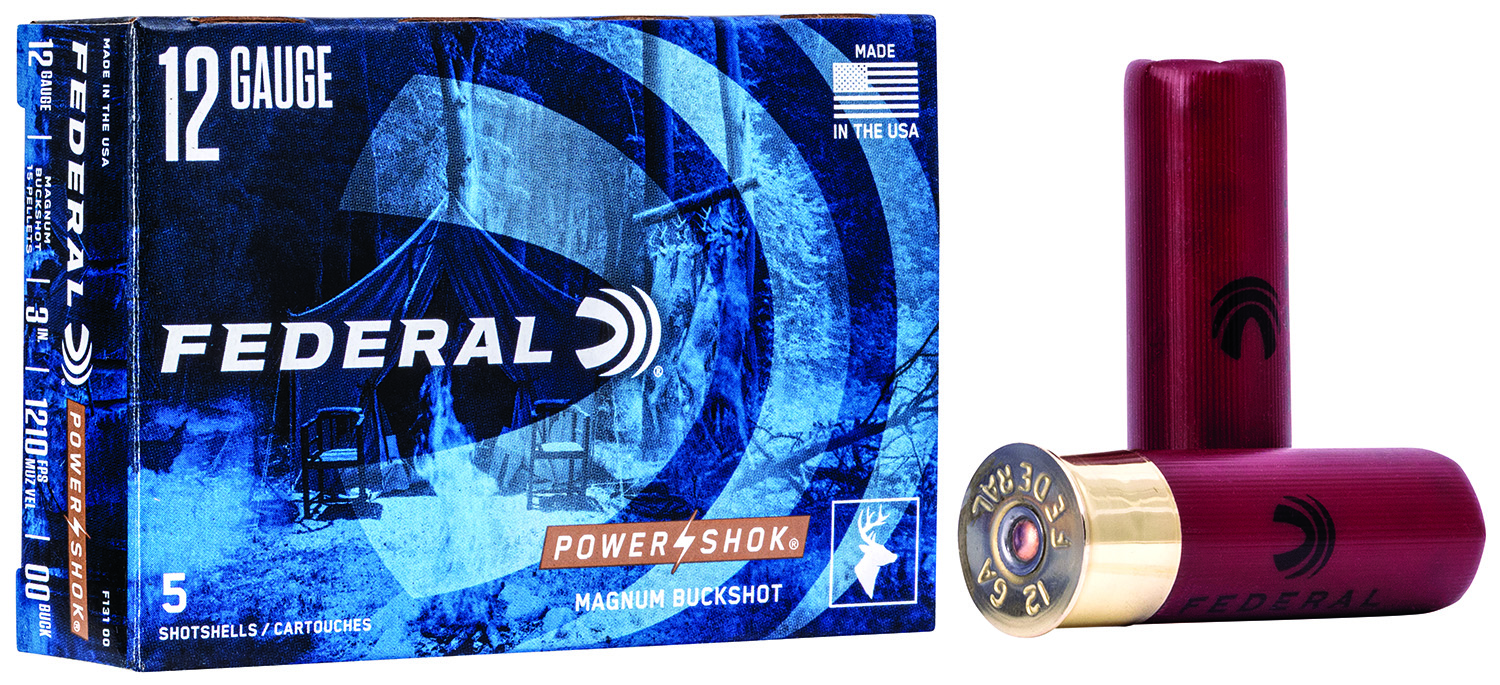 Federal Power-Shok 12 Gauge 3" 00 Buck 15-pellet buckshot box