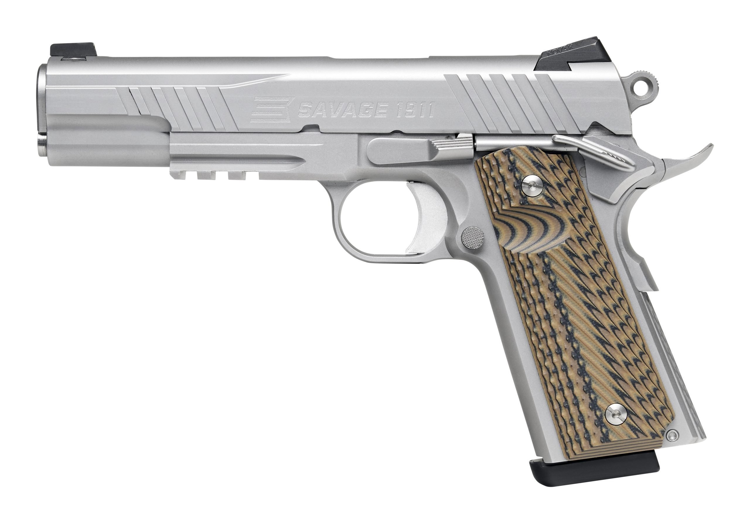 Savage 1911 Government 9mm 5-inch stainless pistol with G10 grips