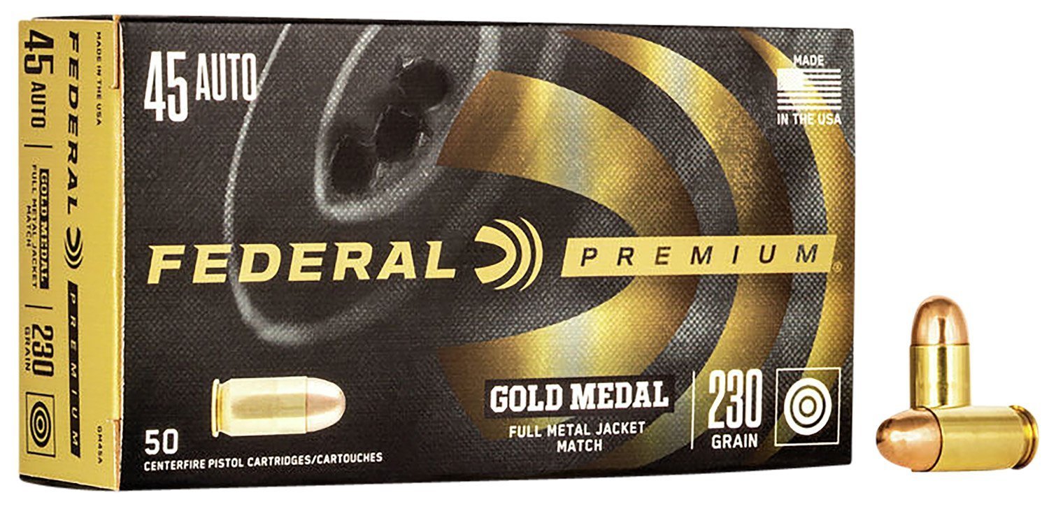 Federal Premium Gold Medal 45 ACP 230-grain FMJ Match ammunition
