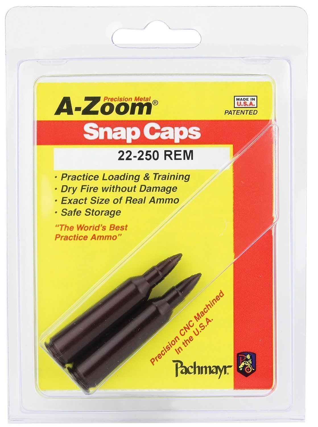 Pachmayr A-Zoom .22-250 Remington snap caps 2-pack anodized aluminum