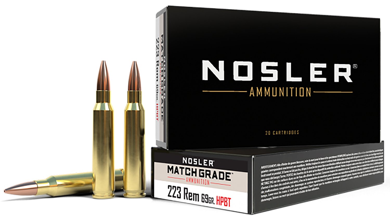 Nosler Match Grade .223 Rem 69-gr Custom Competition Hollow Point Boat Tail ammunition