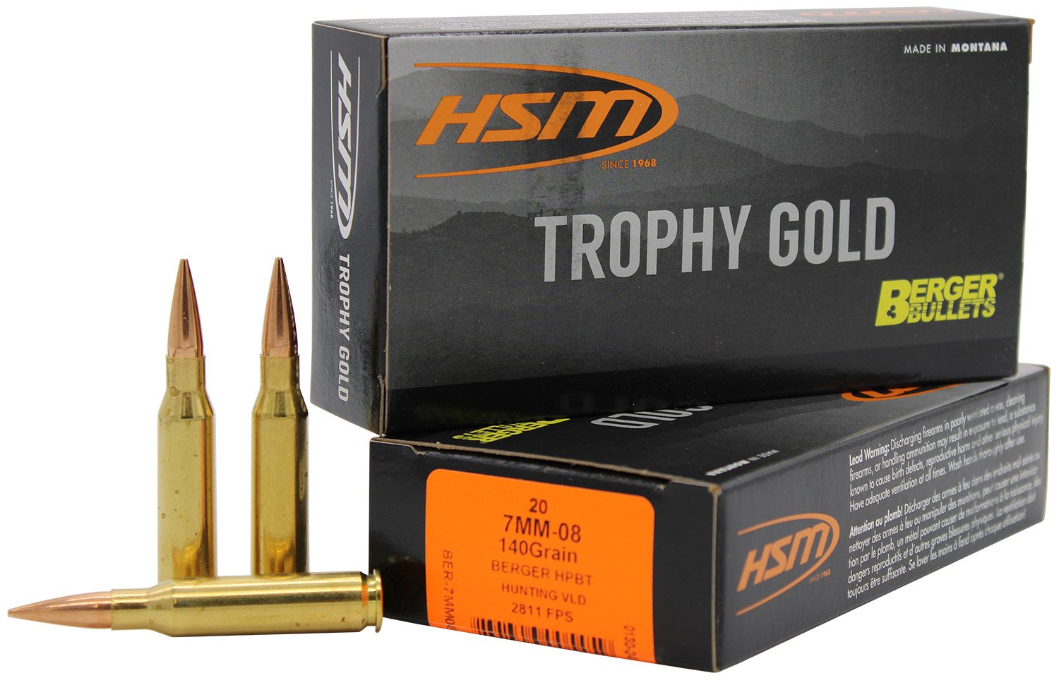 HSM Trophy Gold 7mm-08 REMINGTON 140 gr Berger Hunting VLD ammunition