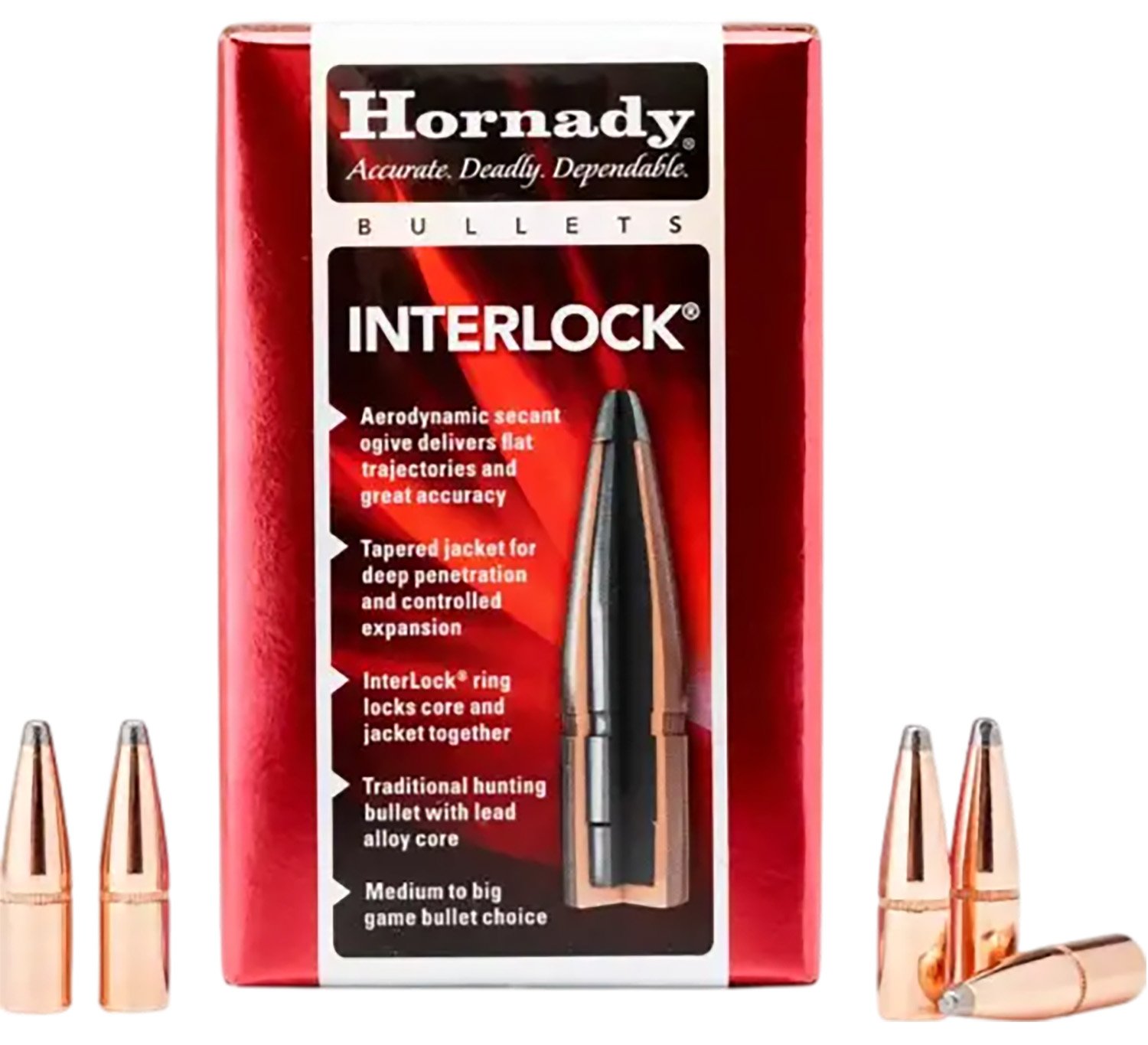 Hornady 3060 InterLock 30 Cal .308 170 gr Flat Point 100 Per Box/ 15 Case
