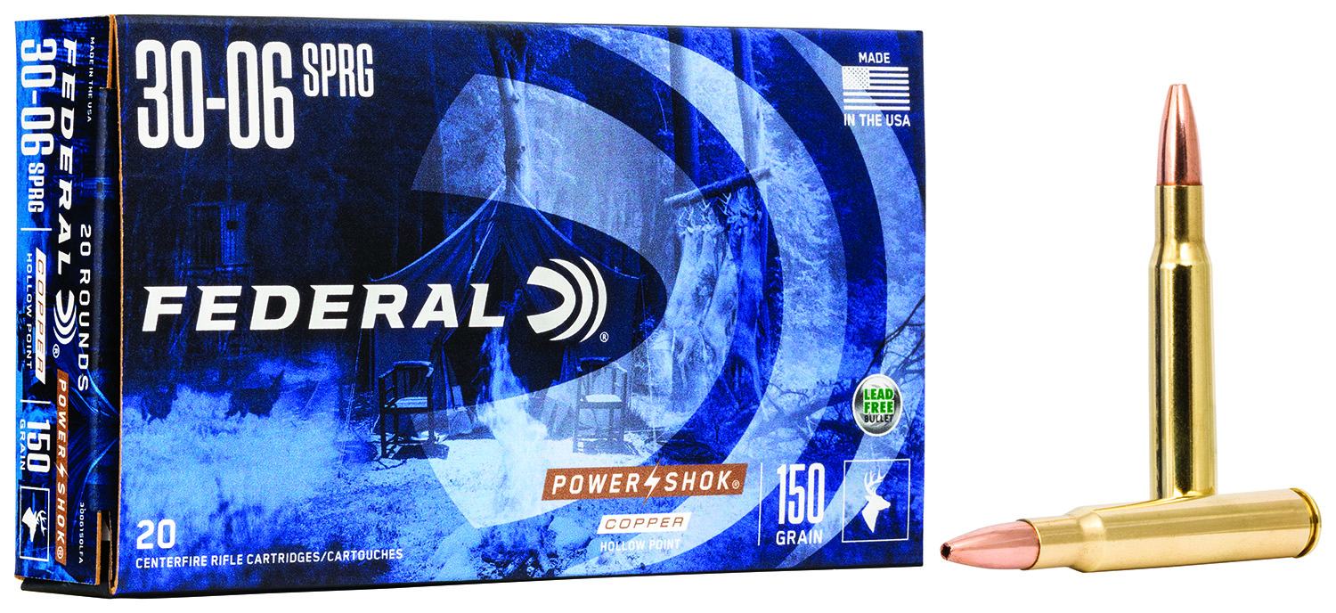 Federal Power-Shok .30-06 Springfield 150-grain Copper Hollow Point ammunition 20 rounds per box