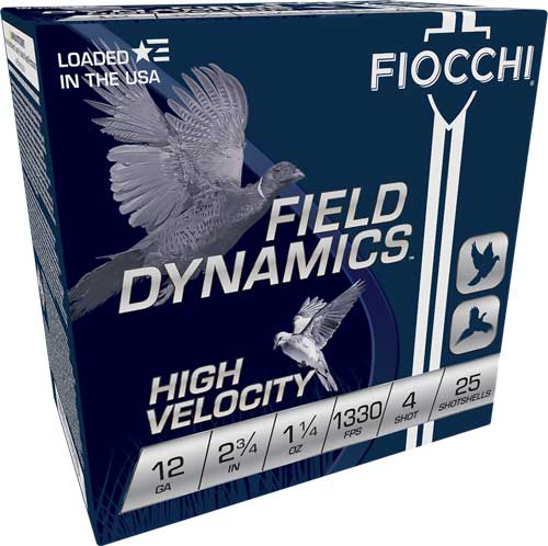 Fiocchi High Velocity 12 Gauge 2.75in 1-1/4oz #4 lead shot shotshells
