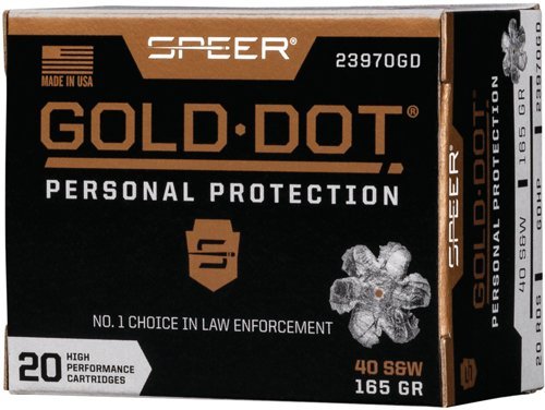Speer Gold Dot Personal Protection 40 S&W 165-grain Gold Dot Hollow Point ammunition