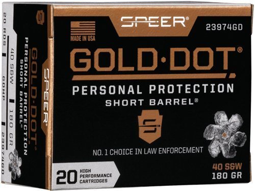 Speer Gold Dot Short Barrel .40 S&W 180-grain Jacketed Hollow Point ammunition