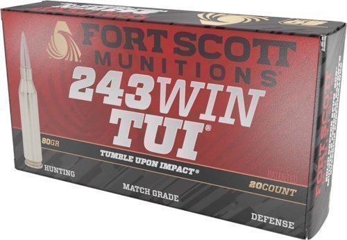 Fort Scott Munitions 243 Win 80gr TUI solid copper 20rd ammunition