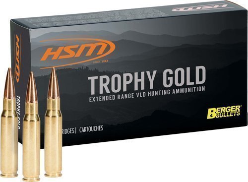 HSM Trophy Gold 25-06 Rem 115-grain Berger VLD Jacketed Hollow Point ammunition