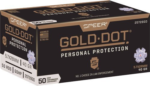 Speer Gold Dot 5.7x28mm 40-grain Jacketed Hollow Point ammunition 50ct