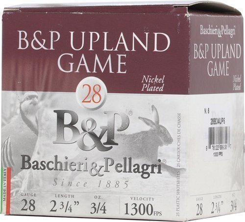 B&P Upland Game 28 Gauge 3/4 oz #6 Lead Shot 25 rounds