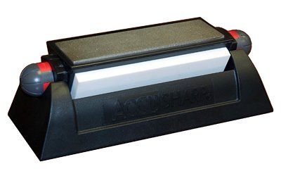AccuSharp Tri-Stone Deluxe sharpening system with coarse, medium, and fine stones