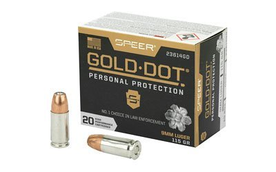 Speer Gold Dot 9mm Luger 115-grain Gold Dot Hollow Point GDHP ammunition