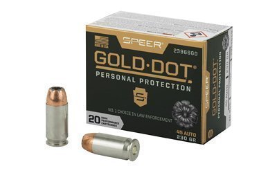 Speer Gold Dot 45 ACP 230-grain Jacketed Hollow Point ammunition