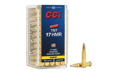 CCI TNT 17 HMR 17-grain Jacketed Hollow Point (JHP) ammunition box