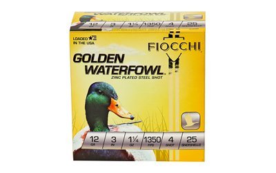 Fiocchi Golden Waterfowl 12 Gauge 3-inch treated steel #4 shot ammunition