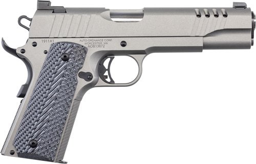 AUTO-ORDNANCE 1911A1 45ACP - STAINLESS NGT SGT RUBBER GRIPS